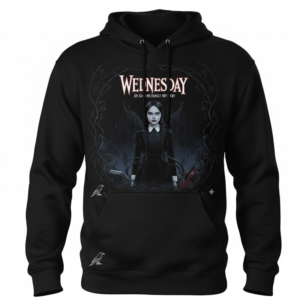 Rebel Threads Wednesday Vibes Gothic Graphic Hoodie