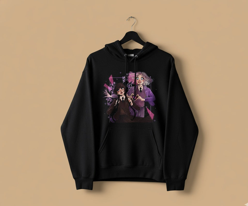 Rebel Threads “Anime Duo” Graphic Black Hoodie